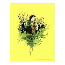 Frodo mit Hobbits vektorcollage Postkarte