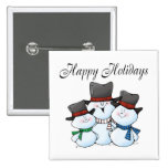 Frohe Feiertage Schneemann-Familie Button