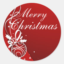 FROHE WEIHNACHTEN im ROT durch SHARON SHARPE Runder Sticker