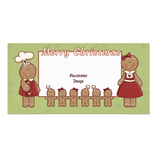 Frohe Weihnachten - Lebkuchen-Mädchen und Junge Photo Karten Vorlage