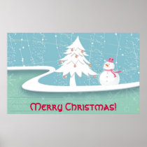 Frohe Weihnachten mit Schneemann poster