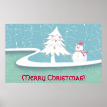 Frohe Weihnachten mit Schneemann Poster