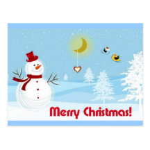 Frohe Weihnachten mit Schneemann-Postkarte