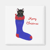 Frohe Weihnachten, schwarze Katze in den Strumpfma