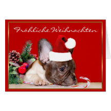 Fröhliche Weihnachten Grußkarte französischer Bull