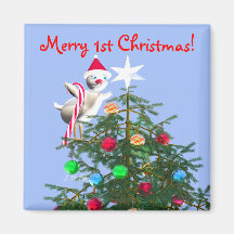 Fröhliches erstes WeihnachtsVogelbaby Magnets