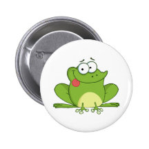 Frosch-Cartoon-Charakter, der heraus seine Zunge h Anstecknadel