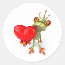 Frosch der König Heart Runder Aufkleber