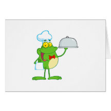 Frosch-Frosch-amphibisch lustiges Kochs-Cartoon-Ti Grußkarte