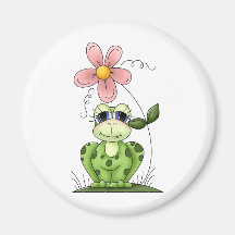 Frosch mit rosa Blume Magnete