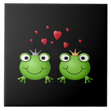 Frosch-Paare mit Herzen Keramikkachel
