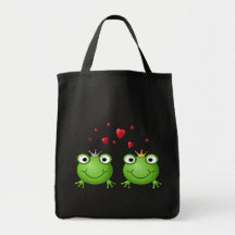 Frosch-Paare mit Herzen Leinentasche