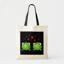 Frosch-Paare mit Herzen Leinentasche