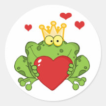 Frosch-Prinz Holding A Red Heart Stickers