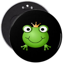 Frosch-Prinz. Lächelnder Frosch mit einer Krone Buttons