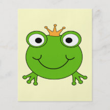 Frosch-Prinz. Lächelnder Frosch mit einer Krone Bedruckte Flyer