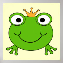 Frosch-Prinz. Lächelnder Frosch mit einer Krone Posterdrucke