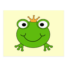 Frosch-Prinz. Lächelnder Frosch mit einer Krone Postkarte