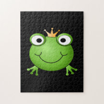 Frosch-Prinz. Lächelnder Frosch mit einer Krone Jigsaw Puzzles