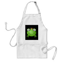 Frosch-Prinz. Lächelnder Frosch mit einer Krone Schürze