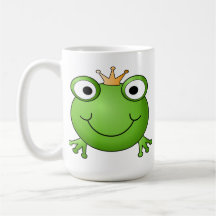 Frosch-Prinz. Lächelnder Frosch mit einer Krone Tee Haferl