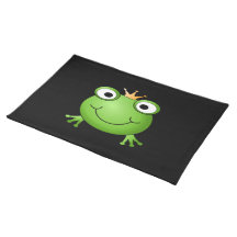 Frosch-Prinz. Lächelnder Frosch mit einer Krone Tisch Set