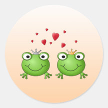Frosch-Prinz und Frosch-Prinzessin, mit Herzen Sticker