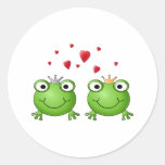 Frosch-Prinz und Frosch-Prinzessin, mit Herzen Runde Sticker
