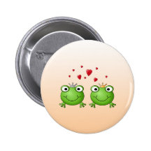 Frosch-Prinz und Frosch-Prinzessin, mit Herzen Button