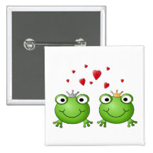 Frosch-Prinz und Frosch-Prinzessin, mit Herzen Button