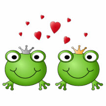 Frosch-Prinz und Frosch-Prinzessin, mit Herzen Photo Statue