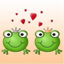 Frosch-Prinz und Frosch-Prinzessin, mit Herzen Foto Skulpturen