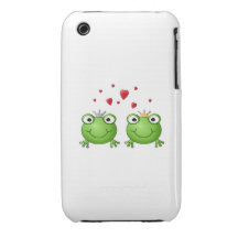 Frosch-Prinz und Frosch-Prinzessin, mit Herzen iPhone 3 Hülle
