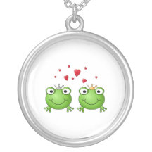 Frosch-Prinz und Frosch-Prinzessin, mit Herzen Halskette