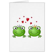 Frosch-Prinz und Frosch-Prinzessin, mit Herzen Karte