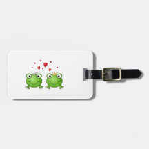 Frosch-Prinz und Frosch-Prinzessin, mit Herzen Adress Schild