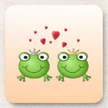 Frosch-Prinz und Frosch-Prinzessin, mit Herzen Getränk Untersetzer