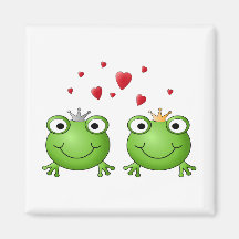 Frosch-Prinz und Frosch-Prinzessin, mit Herzen Magnete