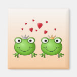 Frosch-Prinz und Frosch-Prinzessin, mit Herzen Kühlschrankmagnet