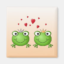 Frosch-Prinz und Frosch-Prinzessin, mit Herzen Kühlschrankmagnet