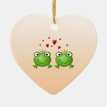 Frosch-Prinz und Frosch-Prinzessin, mit Herzen Weihnachtsornament