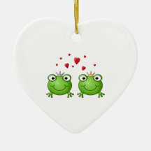 Frosch-Prinz und Frosch-Prinzessin, mit Herzen Ornament