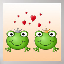 Frosch-Prinz und Frosch-Prinzessin, mit Herzen Plakat