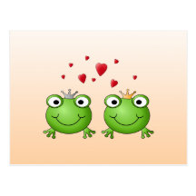 Frosch-Prinz und Frosch-Prinzessin, mit Herzen Postkarte