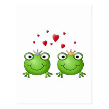 Frosch-Prinz und Frosch-Prinzessin, mit Herzen Postkarte