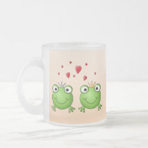 Frosch-Prinz und Frosch-Prinzessin, mit Herzen Kaffee Tasse