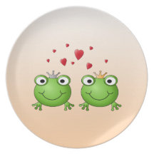 Frosch-Prinz und Frosch-Prinzessin, mit Herzen Party Teller