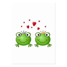 Frosch-Prinz und Frosch-Prinzessin, mit Herzen Visitenkarten Vorlagen