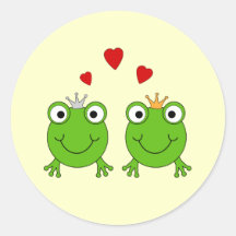 Frosch-Prinzessin und Frosch-Prinz, mit Herzen Sticker