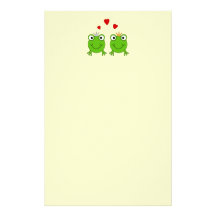 Frosch-Prinzessin und Frosch-Prinz, mit Herzen Personalisiertes Büropapier